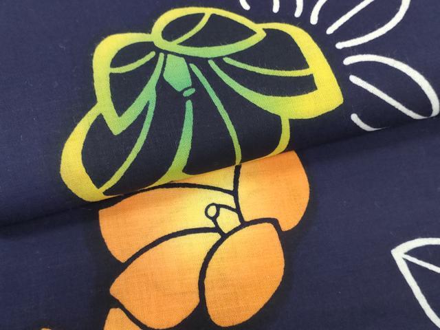 平和屋着物＊夏物　浴衣　反物　着尺　注染　花尽くし　綿　逸品　未使用　DABD8654zzz