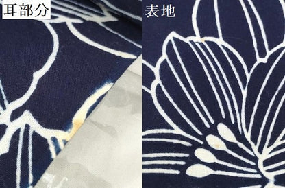 平和屋着物＊夏物　浴衣　反物　着尺　注染　花尽くし　紺地　綿　逸品　未使用　DABD8655zzz