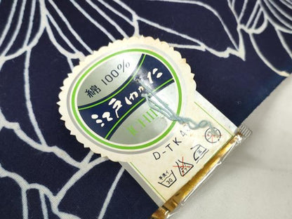 平和屋着物＊夏物　浴衣　反物　着尺　注染　花尽くし　紺地　綿　逸品　未使用　DABD8655zzz