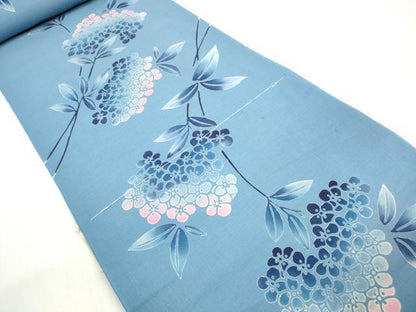平和屋着物＊夏物　浴衣　反物　着尺　三勝染　注染　紫陽花　アジサイ　綿　逸品　未使用　DABD8658zzz