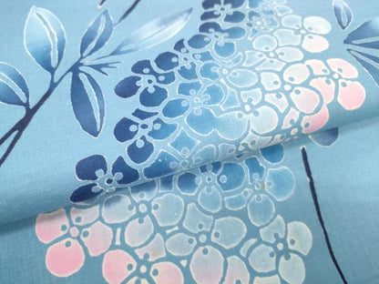 平和屋着物＊夏物　浴衣　反物　着尺　三勝染　注染　紫陽花　アジサイ　綿　逸品　未使用　DABD8658zzz