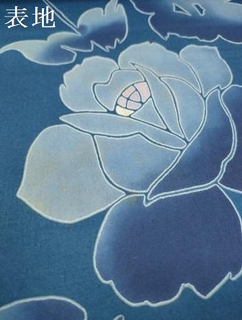 平和屋着物＊夏物　浴衣　反物　着尺　正藍曳馬野染　注染　草花文　綿　未使用　DABD8678zzz