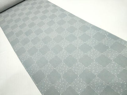 平和屋着物＊夏物　江戸小紋　反物　着尺　堅駒絽　染師：吉江明　市松文様　逸品　未使用　DABD8679zzz