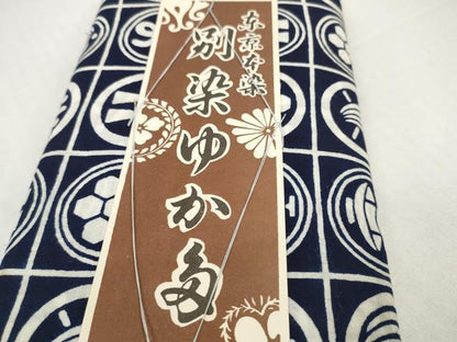 平和屋着物＊夏物　浴衣　反物　着尺　東京本染　注染　吉祥文　紺地　綿　未使用　DABD8680zzz
