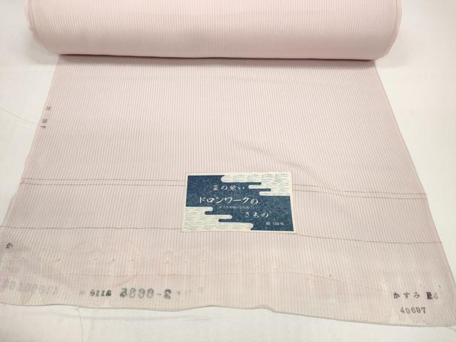 平和屋着物＊夏物　付下げ　反物　着尺　縦絽　ドロンワーク　総刺繍　エ霞花文　逸品　未使用　DABD8682zzz