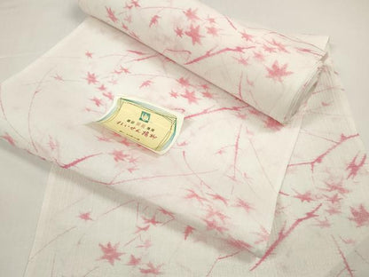平和屋着物＊夏物　小紋　反物　着尺　枝楓文　東レシルック　洗える着物　未使用　DABD8683zzz