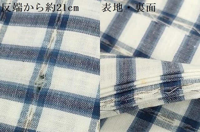 平和屋着物＊夏物　浴衣　反物　着尺　格子　綿　未使用　DABD8685zzz