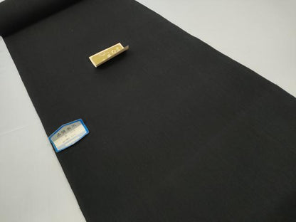 平和屋着物＊夏物　小紋　反物　着尺　ちぢみ織　暗黒色　未使用　DABD8694zzz