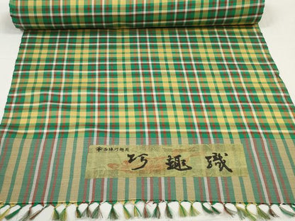 平和屋着物▽西陣 千切屋 羽織・コート 雨コート 反物 羽尺 スリーシーズン 春夏秋 塵除け 功趣織 格子 防水 逸品 未使用 DABD8706zzz