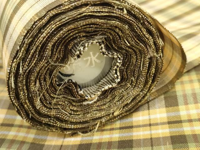 平和屋着物▽西陣 千切屋 羽織・コート 雨コート 反物 羽尺 スリーシーズン 春夏秋 塵除け 功趣織 格子 防水 逸品 未使用 DABD8708zzz