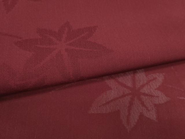 平和屋着物＊夏物　西陣　色無地　反物　着尺　こはく紗　楓紋紗　葡萄色　逸品　未使用　DABD8710zzz