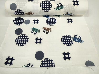 平和屋着物＊夏物　七五三　子供　浴衣　蟹 カニ　井桁絣　綿　DABD8712zzz