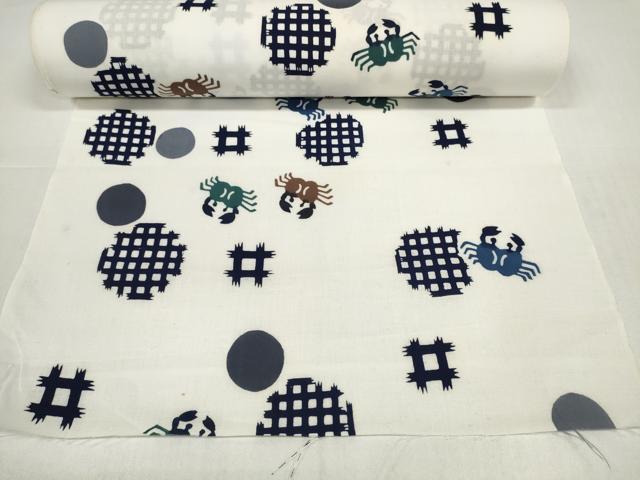 平和屋着物＊夏物　七五三　子供　浴衣　蟹 カニ　井桁絣　綿　DABD8712zzz