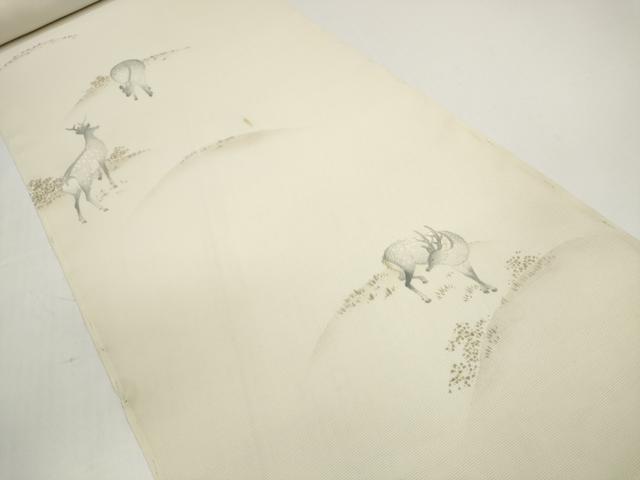 平和屋着物＊夏物　付下げ　反物　着尺　絽　五泉　手描き　鹿 シカ　逸品　未使用　DABD8717zzz