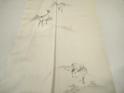 平和屋着物＊夏物　付下げ　反物　着尺　絽　五泉　手描き　鹿 シカ　逸品　未使用　DABD8717zzz