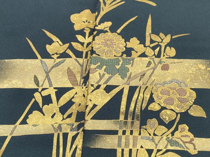 平和屋着物●付下げ　反物　着尺　岡田玉洋　竹屋町刺繍　草花文　金彩　上代25万　逸品　未使用　DABD8730zzz
