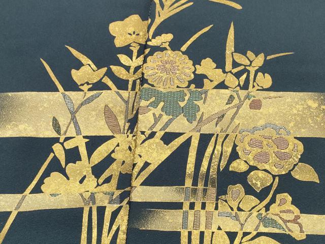 平和屋着物●付下げ　反物　着尺　岡田玉洋　竹屋町刺繍　草花文　金彩　上代25万　逸品　未使用　DABD8730zzz