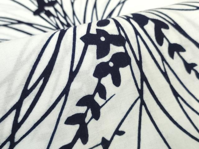 平和屋着物＊夏物　竺仙鑑製　浴衣　反物　着尺　草花文　証紙付き　綿　逸品　未使用　DABD8747zzz