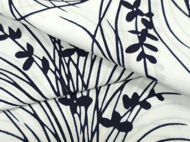 平和屋着物＊夏物　竺仙鑑製　浴衣　反物　着尺　草花文　証紙付き　綿　逸品　未使用　DABD8747zzz