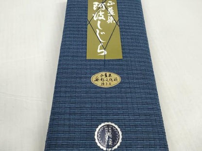 平和屋着物＊夏物　阿波しじら織　浴衣　反物　着尺　正藍染　格子　箱・証紙付き　綿　逸品　未使用　DABD8748zzz
