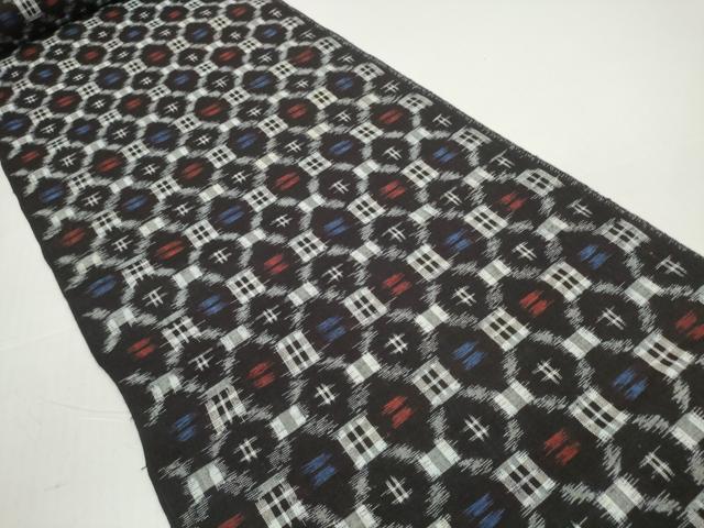 平和屋着物●久留米絣　反物　着尺　蜀江文　光延俊彦作　証紙付き　綿　逸品　未使用　DABD8764zzz