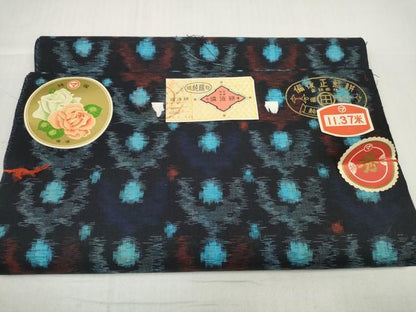 平和屋着物●備後絣　反物　着尺　正藍　絣絵　証紙付き　綿　逸品　未使用　DABD8775zzz