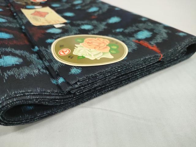 平和屋着物●備後絣　反物　着尺　正藍　絣絵　証紙付き　綿　逸品　未使用　DABD8775zzz
