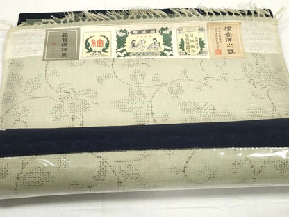 平和屋着物＊夏物　夏結城　反物　着尺　80亀甲　花唐草文　証紙付き　逸品　未使用　DABD8778zzz