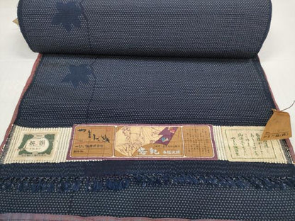 平和屋着物●本塩沢　やまだ織　反物　着尺　楓　上代25万　証紙付き　逸品　未使用　DABD8780zzz