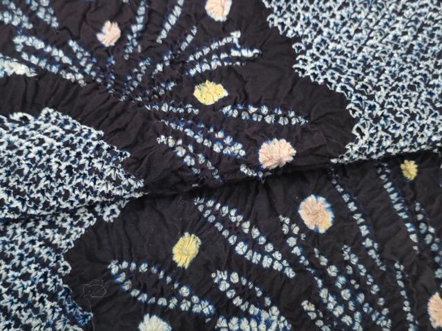 平和屋着物＊夏物　有松鳴海絞り　浴衣　反物　着尺　湯のし前　花繋ぎ　綿　逸品　未使用　DABD8782zzz
