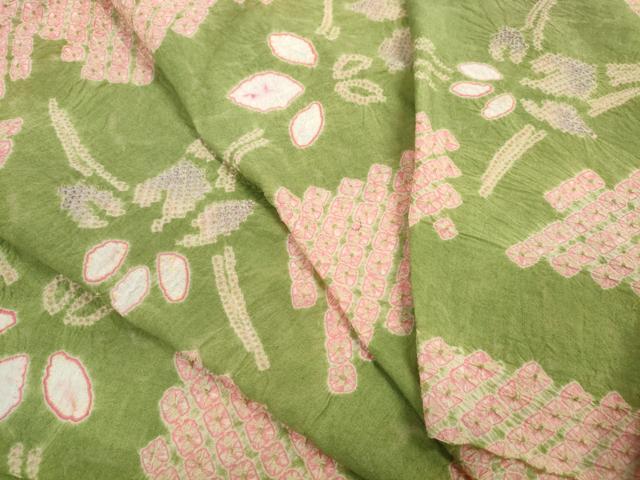 平和屋着物＊夏物　有松鳴海絞り　浴衣　反物　着尺　菖蒲 アヤメ　綿　逸品　未使用　DABD8790zzz