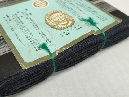 平和屋着物●備後絣　反物　着尺　染色堅牢　間道　証紙付き　綿　逸品　未使用　DABD8796zzz
