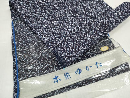 平和屋着物＊夏物　男性　浴衣　反物　着尺　注染　格子　綿　逸品　未使用　DABD8820zzz