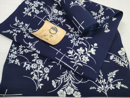 平和屋着物＊夏物　竺仙鑑製　浴衣　反物　着尺　綿絽　夏の草花　そごう百貨店扱い　証紙付き　綿　逸品　未使用　DABD8829zzz