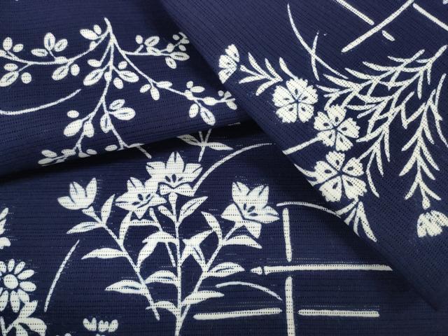 平和屋着物＊夏物　竺仙鑑製　浴衣　反物　着尺　綿絽　夏の草花　そごう百貨店扱い　証紙付き　綿　逸品　未使用　DABD8829zzz