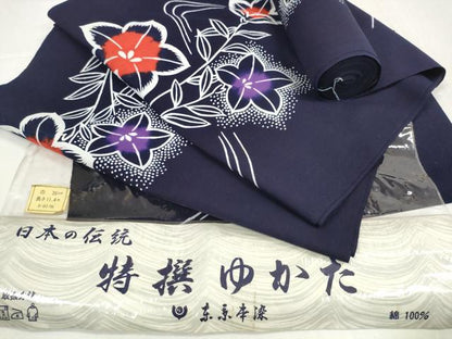 平和屋着物＊夏物　浴衣　反物　着尺　東京本染　注染　桔梗　逸品　未使用　DABD8841zzz