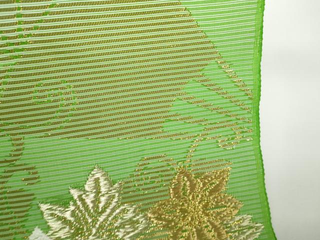 平和屋着物＊夏物　名古屋帯　反物　扇面花唐草文　金銀糸　逸品　未使用　DABD8872zzz