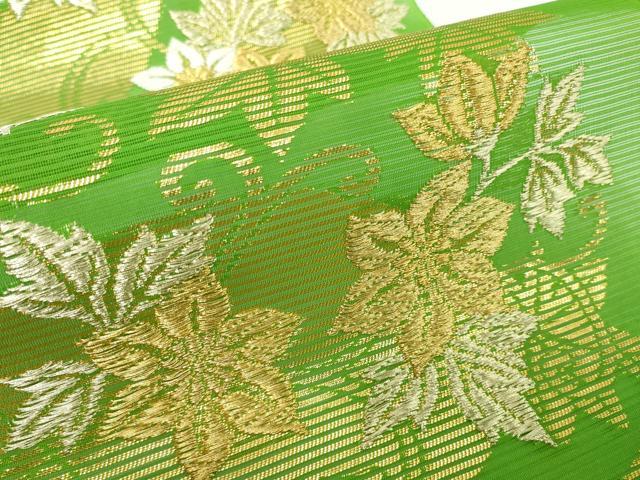 平和屋着物＊夏物　名古屋帯　反物　扇面花唐草文　金銀糸　逸品　未使用　DABD8872zzz