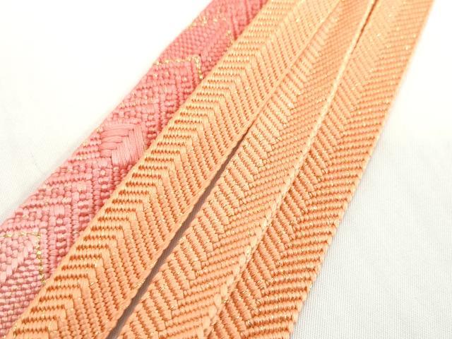 平和屋着物●和装小物　帯締め・帯揚げセット　草花文　笹浪組　金糸　逸品　未使用　DABD8883zzz