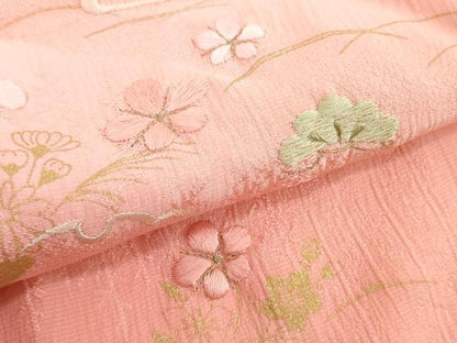 平和屋着物●和装小物　帯締め・帯揚げセット　刺繍　雪輪花松文　金彩　高麗組　金糸　逸品　未使用　DABD8886zzz