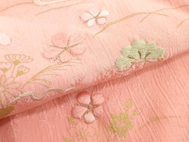平和屋着物●和装小物　帯締め・帯揚げセット　刺繍　雪輪花松文　金彩　高麗組　金糸　逸品　未使用　DABD8886zzz