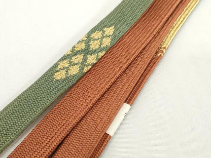 平和屋着物●和装小物　帯締め・帯揚げセット　刺繍　花散らし　金彩　高麗組　金糸　逸品　未使用　DABD8887zzz