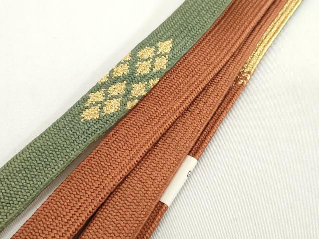 平和屋着物●和装小物　帯締め・帯揚げセット　刺繍　花散らし　金彩　高麗組　金糸　逸品　未使用　DABD8887zzz
