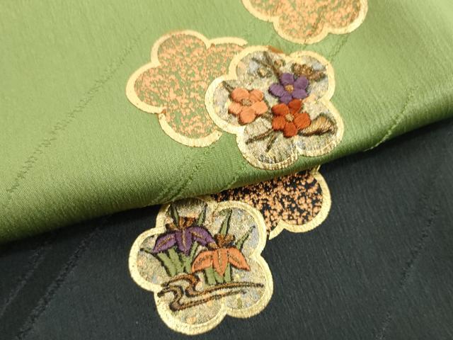 平和屋着物●和装小物　帯締め・帯揚げセット　刺繍　花散らし　金彩　高麗組　金糸　逸品　未使用　DABD8887zzz