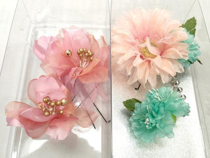 平和屋着物▼和装小物　髪飾りまとめて10点　花　ラインストーン　パール　Uピン　逸品　未使用　DABD8899zzz