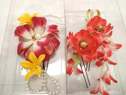 平和屋着物▼和装小物　髪飾りまとめて10点　花　ラインストーン　パール　Uピン　逸品　未使用　DABD8903zzz