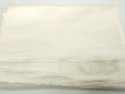 平和屋着物▼羽織・コート　白生地　反物　羽尺　抽象地紋　生成り色　逸品　未使用　DABD8914zzz