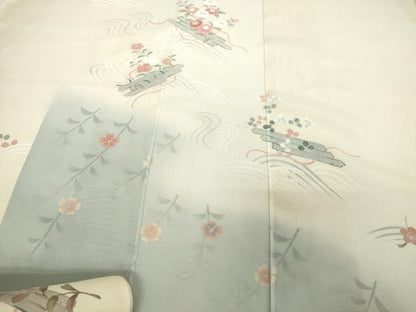 平和屋着物＊夏物　付下げ　反物　着尺　駒絽　駒刺繍　花筏　伊と幸　逸品　未使用　DABD8933zzz