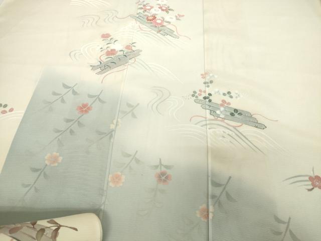平和屋着物＊夏物　付下げ　反物　着尺　駒絽　駒刺繍　花筏　伊と幸　逸品　未使用　DABD8933zzz