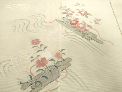 平和屋着物＊夏物　付下げ　反物　着尺　駒絽　駒刺繍　花筏　伊と幸　逸品　未使用　DABD8933zzz